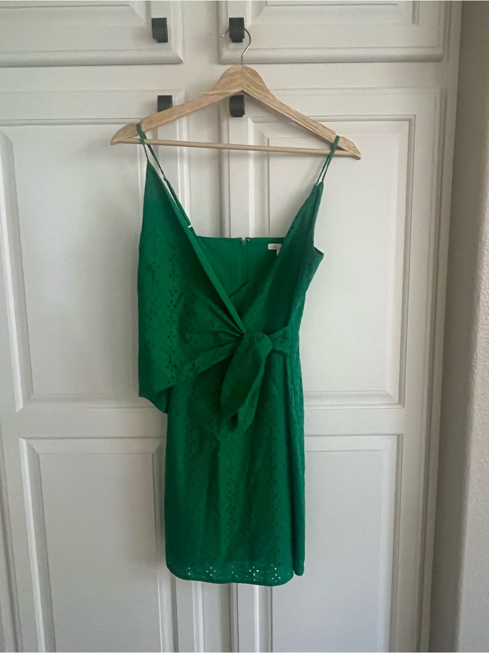 Gianni Bini Emerald Green Spaghetti-Strap Mini Dress with Front Bow